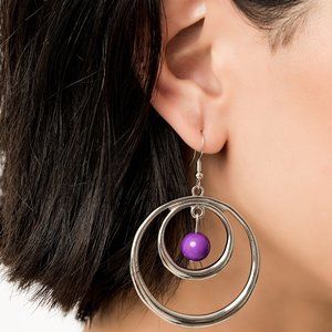 NWT Diva Pop silver with purple fishhook back earrings